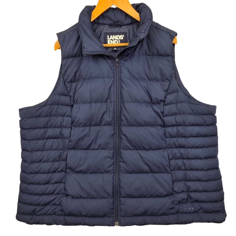 Lands End Womens Packable Down Puffer Vest 518698 Navy Blue 2X 20W-22W Plus